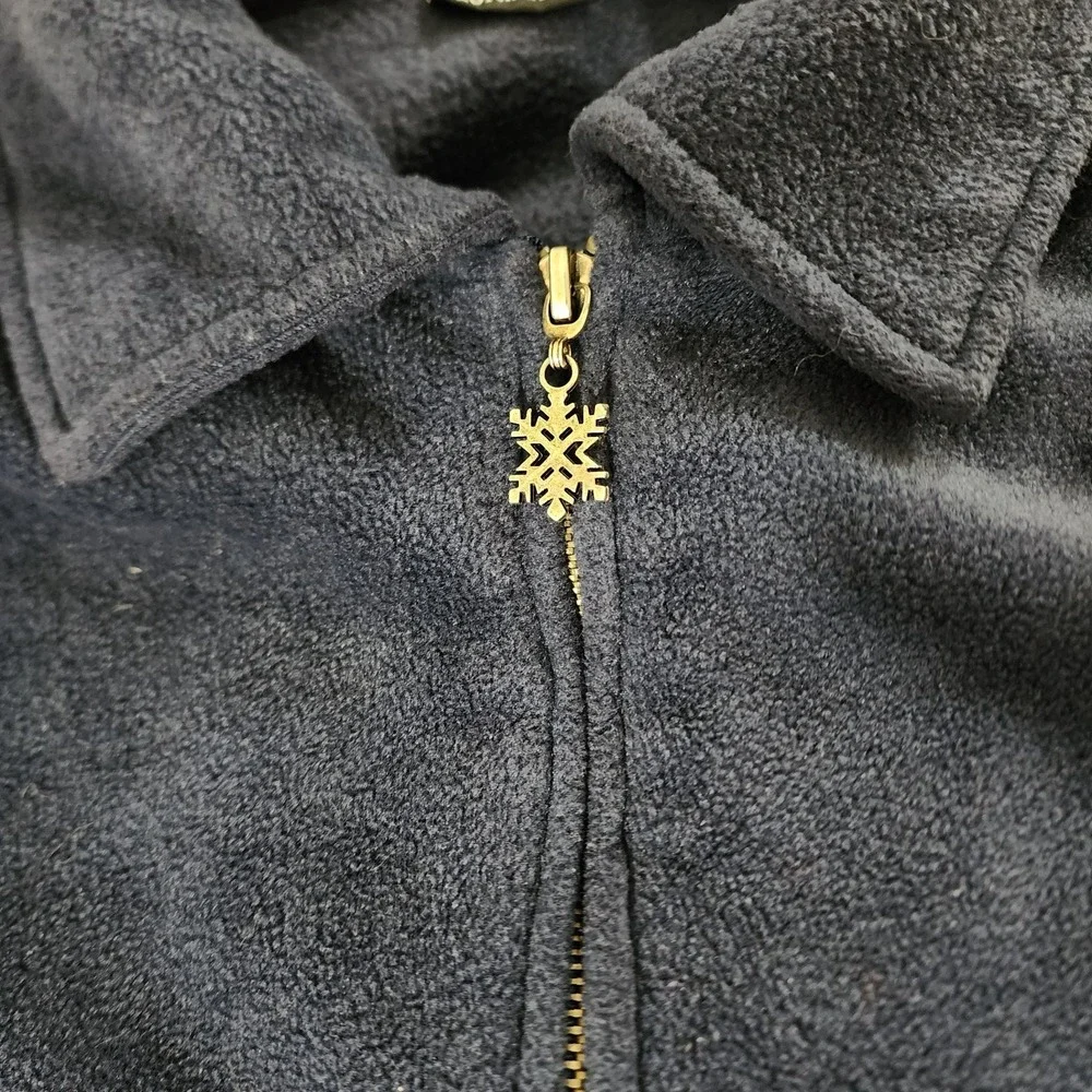 NorthCrest Full Zip Up Fleece Sweater Women's Plus Size 22W Snowflake Embroidery